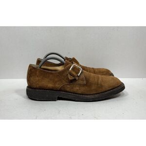 Santoni Single‎ Monk Strap Suede Shoes Men’s Size 10.5 US / 9.5 UK Brown Crepe